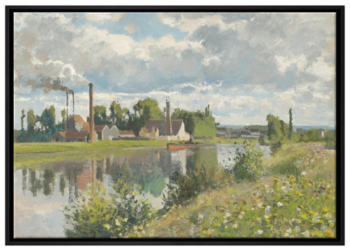 Camille Pissarro - Usine au bord de l'Oise Saint-Ouen L auf Leinwandbild gerahmt Größe 100x70
