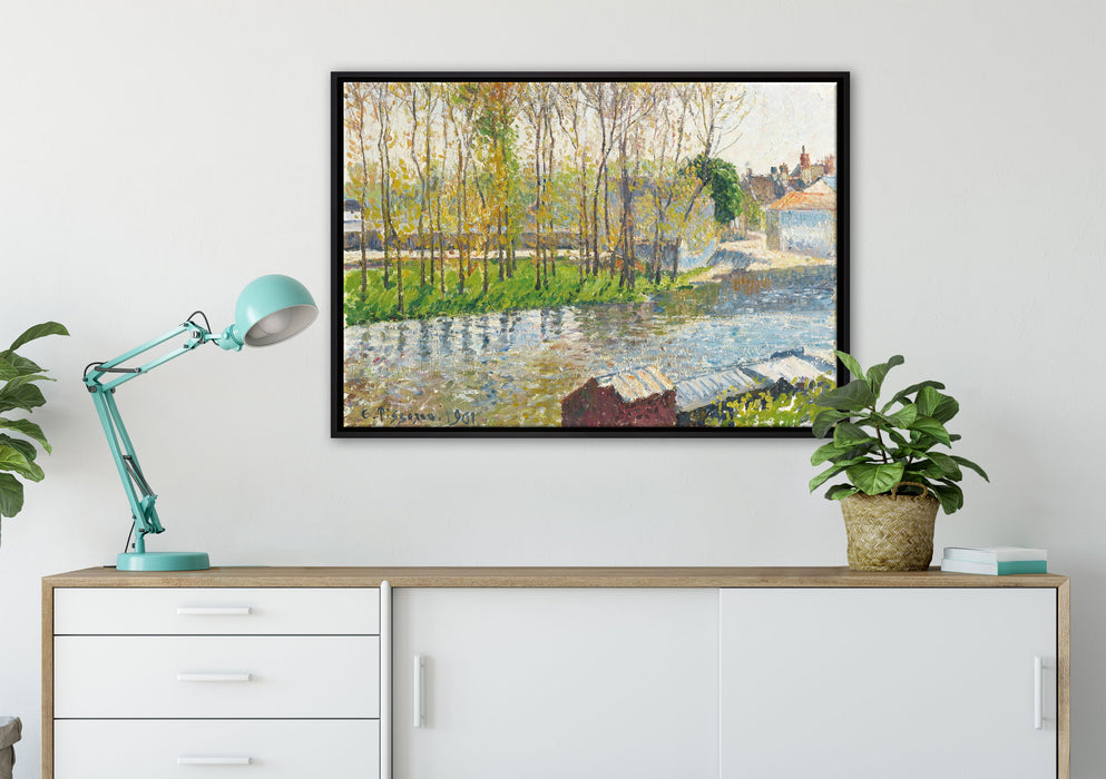 Camille Pissarro - BORDS DU LOING À MORET  auf Leinwandbild gerahmt verschiedene Größen im Wohnzimmer