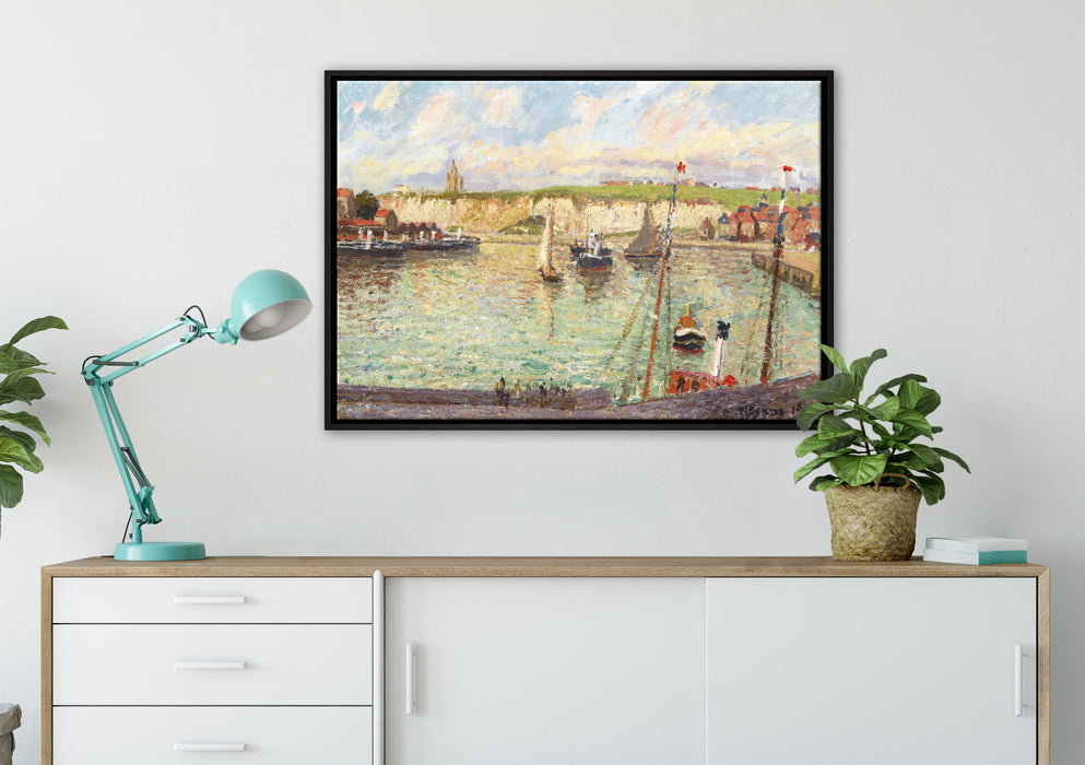 Camille Pissarro - L'AVANT-PORT DE DIEPPE APRÈS-MIDI auf Leinwandbild gerahmt verschiedene Größen im Wohnzimmer