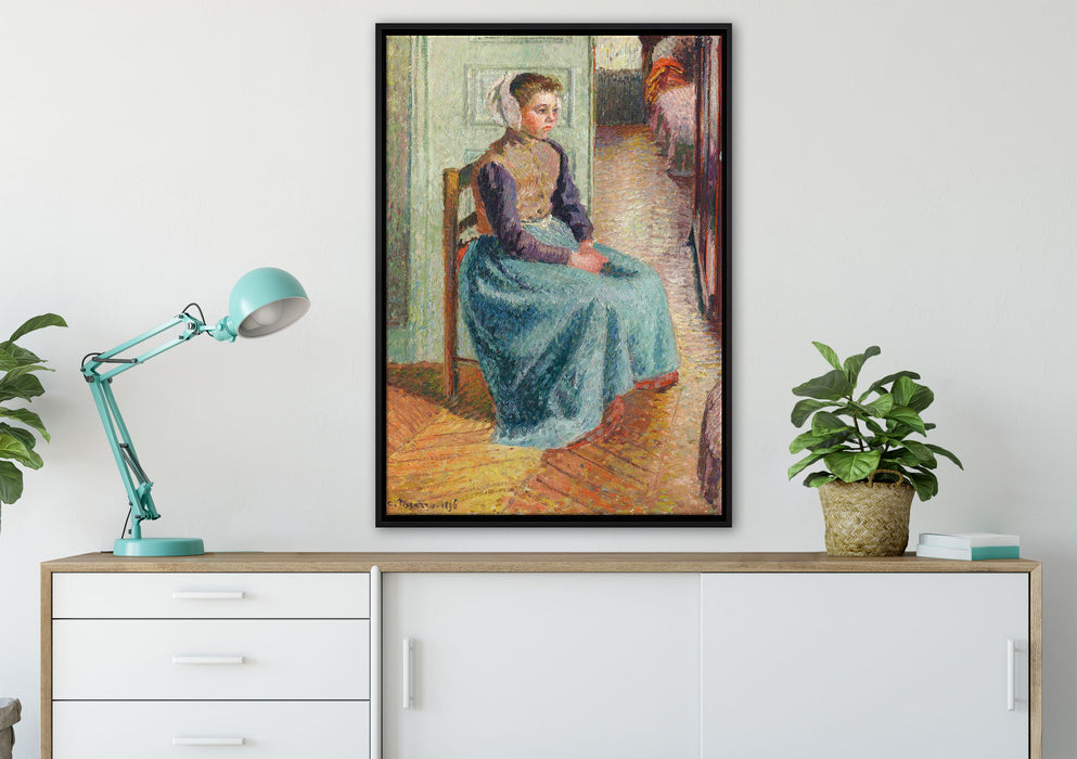 Camille Pissarro - PETITE BONNE FLAMANDE DITE LA ROSA auf Leinwandbild gerahmt verschiedene Größen im Wohnzimmer