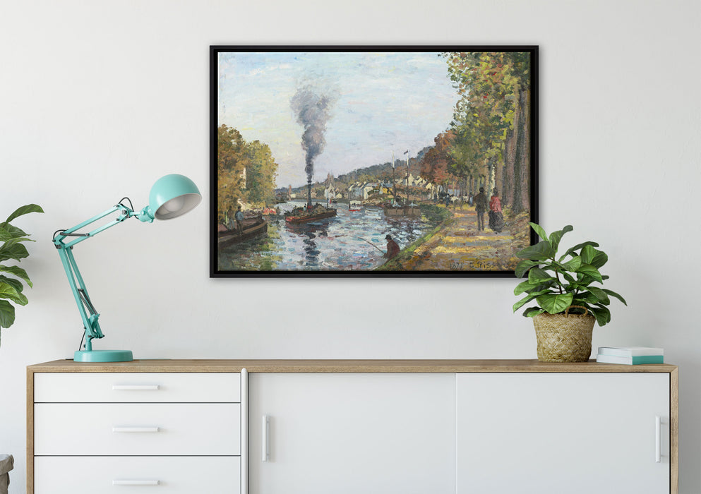 Camille Pissarro - LA SEINE À BOUGIVAL  auf Leinwandbild gerahmt verschiedene Größen im Wohnzimmer