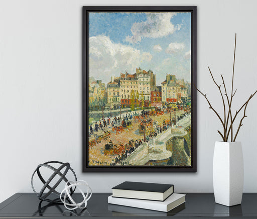 Camille Pissarro - The Pont Neuf auf Leinwandbild gerahmt mit Kirschblüten