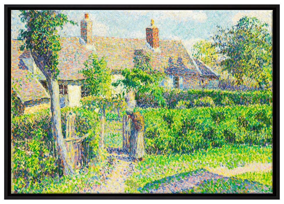Camille Pissarro - Maisons de paysans  auf Leinwandbild gerahmt Größe 100x70