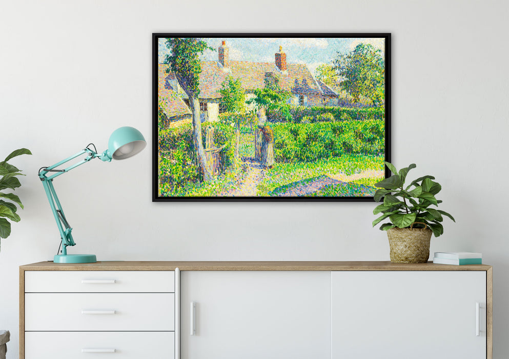 Camille Pissarro - Maisons de paysans  auf Leinwandbild gerahmt verschiedene Größen im Wohnzimmer