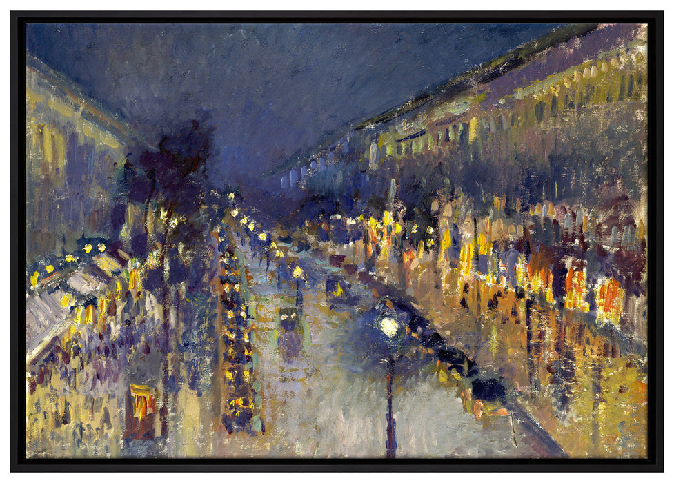 Camille Pissarro - The Boulevard Montmartre at Night  auf Leinwandbild gerahmt Größe 100x70