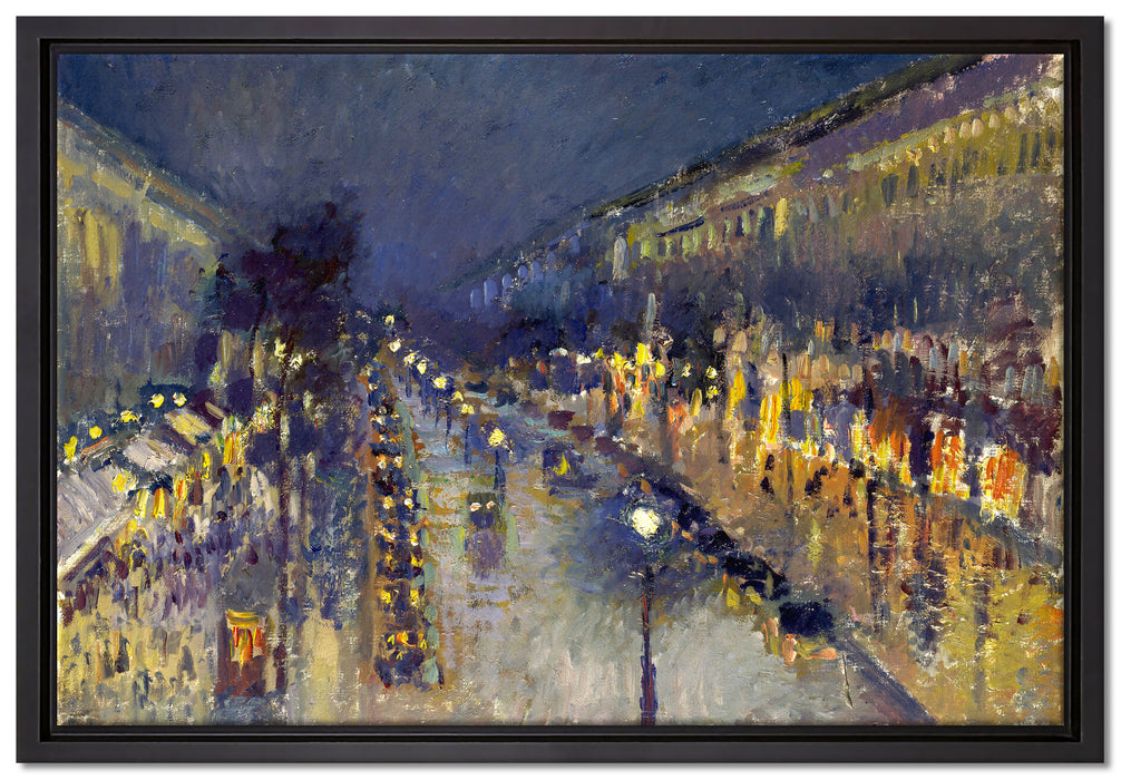 Camille Pissarro - The Boulevard Montmartre at Night   auf Leinwandbild gerahmt Größe 60x40