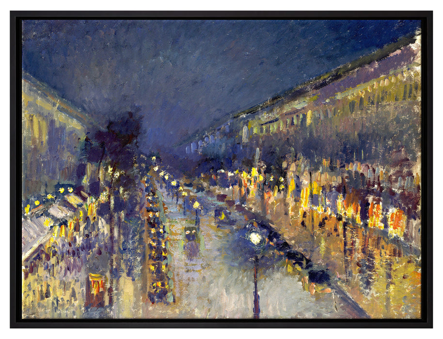 Camille Pissarro - The Boulevard Montmartre at Night   auf Leinwandbild gerahmt Größe 80x60