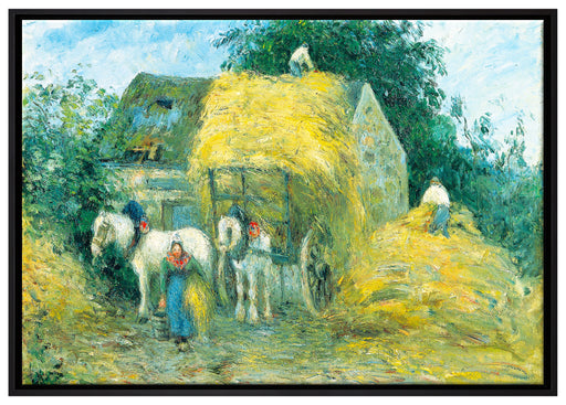Camille Pissarro - The Hay Cart Montfoucault auf Leinwandbild gerahmt Größe 100x70