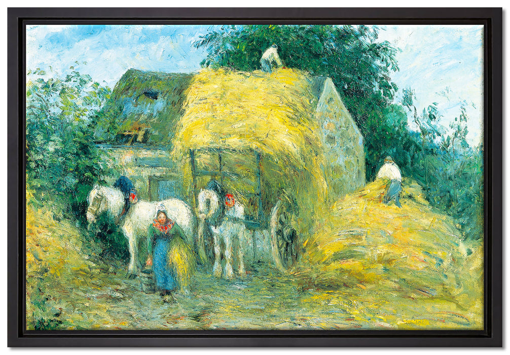 Camille Pissarro - The Hay Cart Montfoucault  auf Leinwandbild gerahmt Größe 60x40