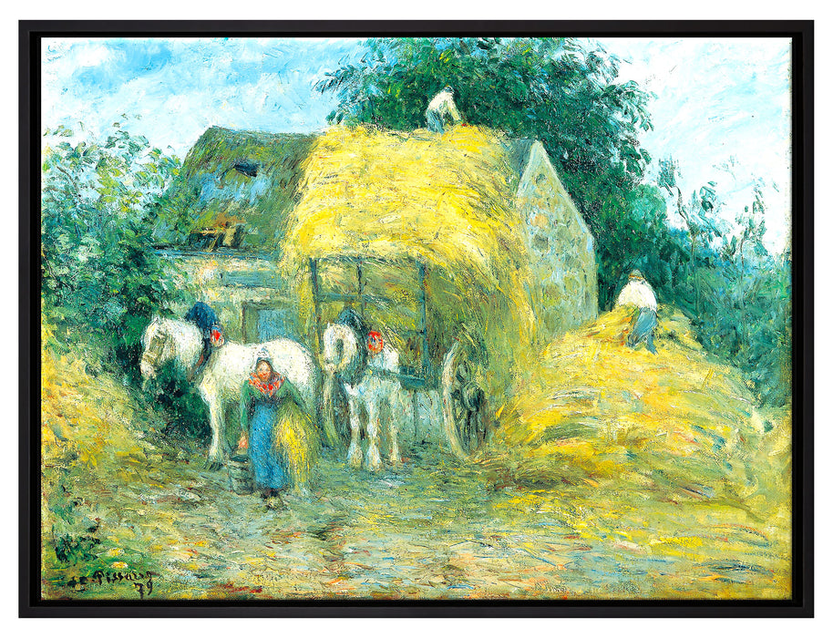 Camille Pissarro - The Hay Cart Montfoucault  auf Leinwandbild gerahmt Größe 80x60
