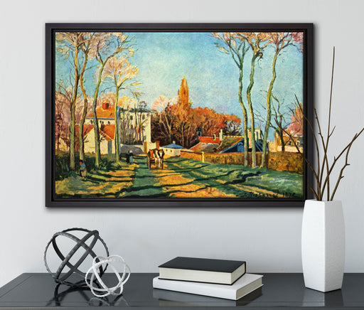Camille Pissarro - Entrée du village de Voisin  auf Leinwandbild gerahmt mit Kirschblüten
