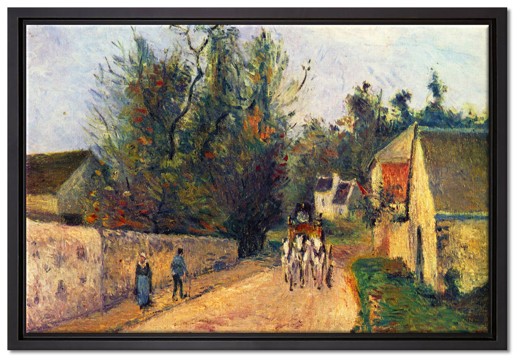 Camille Pissarro - La diligence route d'Ennery à l'Her  auf Leinwandbild gerahmt Größe 60x40
