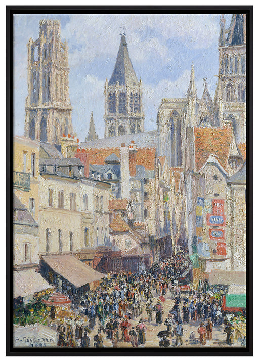 Camille Pissarro - Rouen Rue de l'Épicerie  auf Leinwandbild gerahmt Größe 100x70