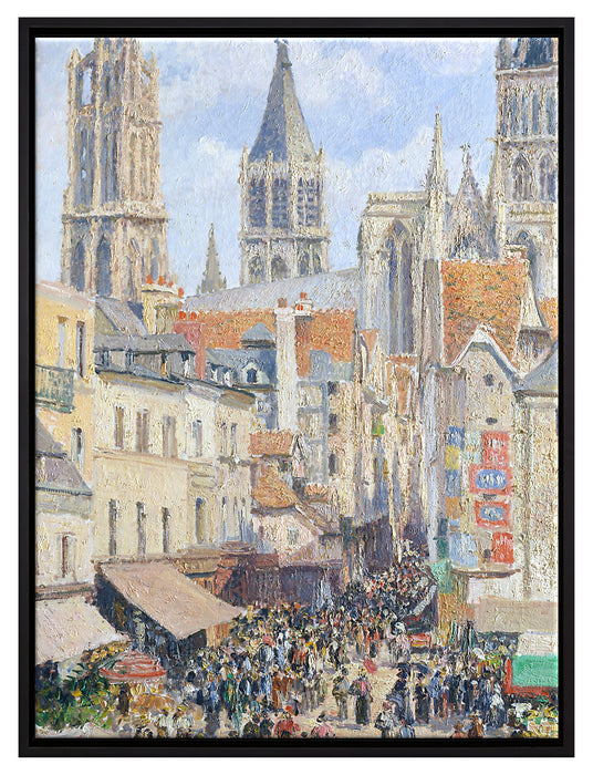 Camille Pissarro - Rouen Rue de l'Épicerie   auf Leinwandbild gerahmt Größe 80x60