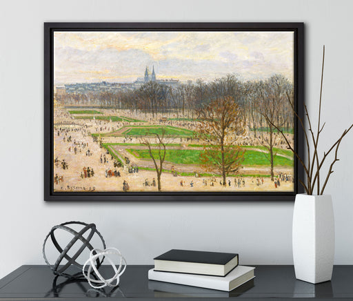 Camille Pissarro - The Garden of the Tuileries I auf Leinwandbild gerahmt mit Kirschblüten