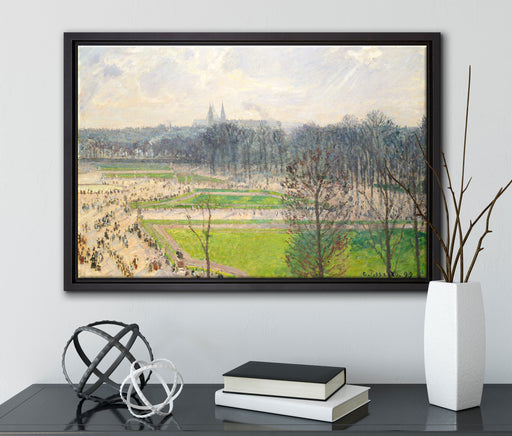 Camille Pissarro - The Garden of the Tuileries II auf Leinwandbild gerahmt mit Kirschblüten