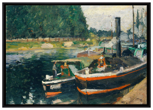 Camille Pissarro - Barges at Pontoise  auf Leinwandbild gerahmt Größe 100x70