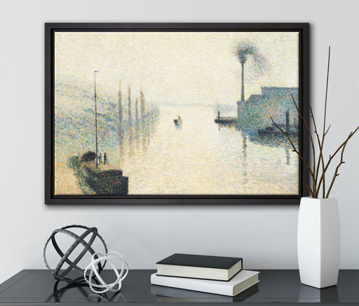 Camille Pissarro - L'Île Lacroix RouenThe Effect of auf Leinwandbild gerahmt mit Kirschblüten