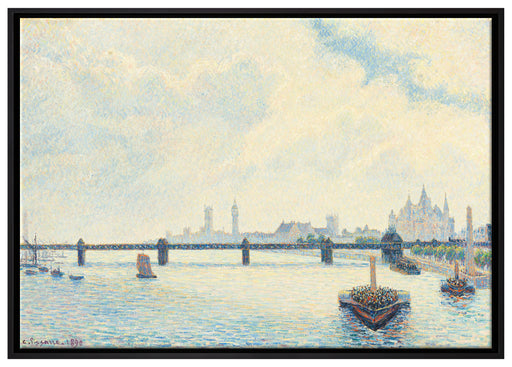 Camille Pissarro - Charing Cross Bridge London  auf Leinwandbild gerahmt Größe 100x70