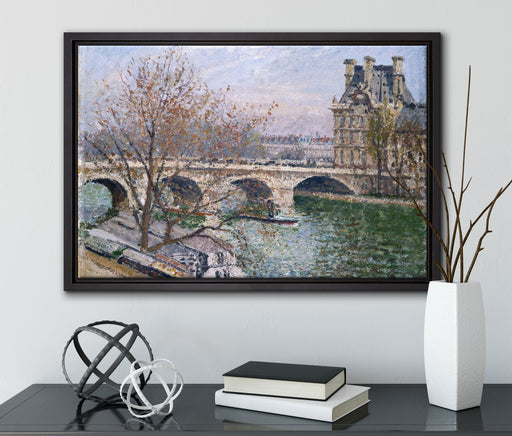 Camille Pissarro - Pont Royal and the Pavillon De Flore auf Leinwandbild gerahmt mit Kirschblüten