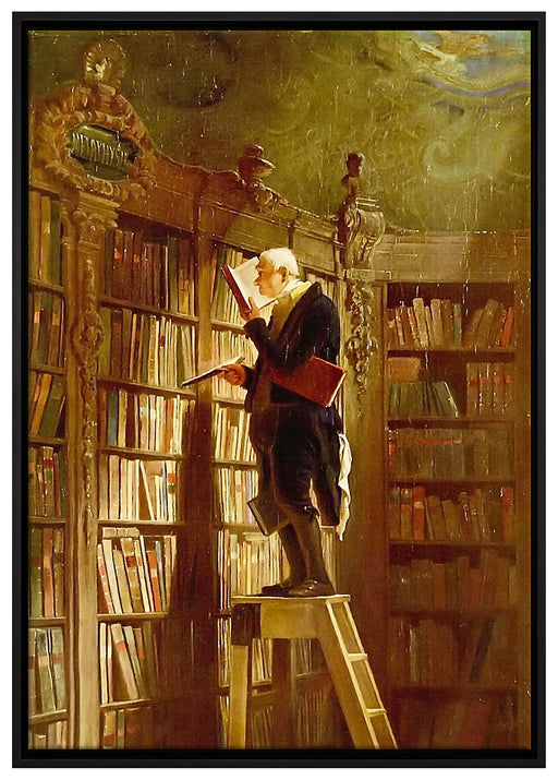 Carl Spitzweg - Der Bücherwurm  auf Leinwandbild gerahmt Größe 100x70