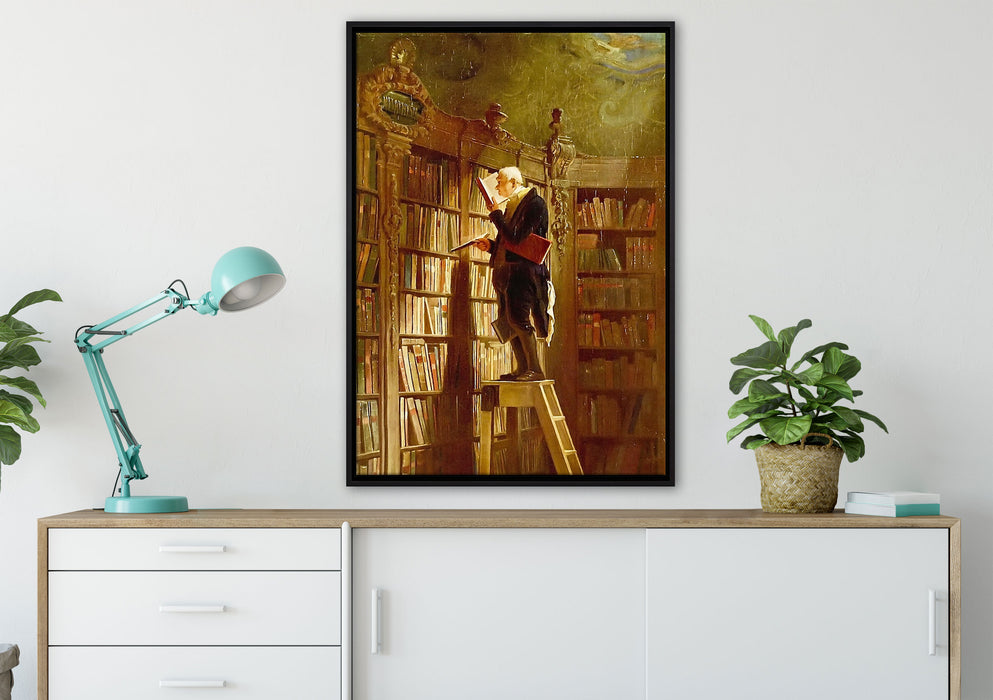 Carl Spitzweg - Der Bücherwurm  auf Leinwandbild gerahmt verschiedene Größen im Wohnzimmer