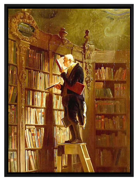 Carl Spitzweg - Der Bücherwurm   auf Leinwandbild gerahmt Größe 80x60