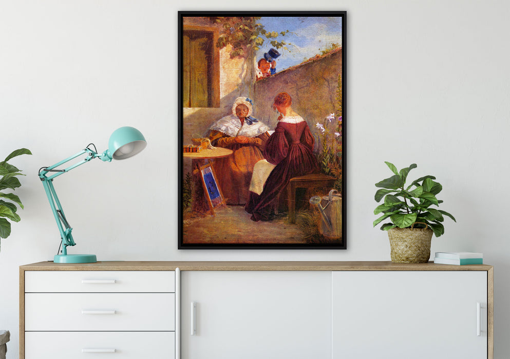 Carl Spitzweg - Der Liebesbrief auf Leinwandbild gerahmt verschiedene Größen im Wohnzimmer