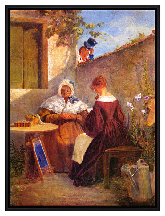 Carl Spitzweg - Der Liebesbrief  auf Leinwandbild gerahmt Größe 80x60