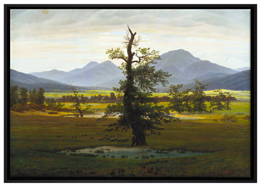 Caspar David Friedrich - Der einsame Baum auf Leinwandbild gerahmt Größe 100x70