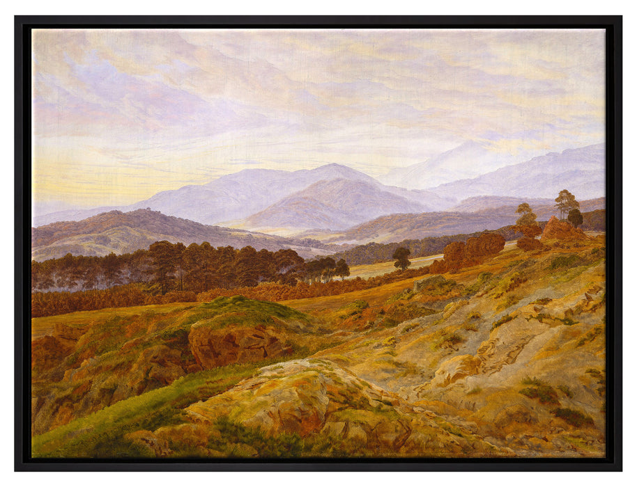 Caspar David Friedrich - Berg im Riesengebirge   auf Leinwandbild gerahmt Größe 80x60