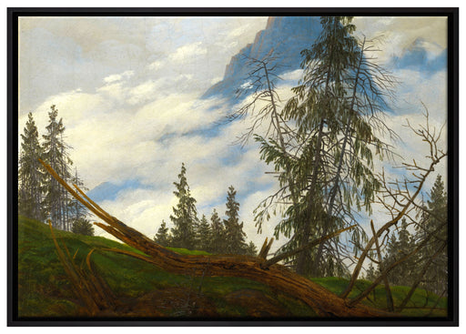 Caspar David Friedrich - Berggipfel mit ziehenden Wolke auf Leinwandbild gerahmt Größe 100x70
