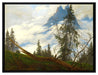 Caspar David Friedrich - Berggipfel mit ziehenden Wolke  auf Leinwandbild gerahmt Größe 80x60