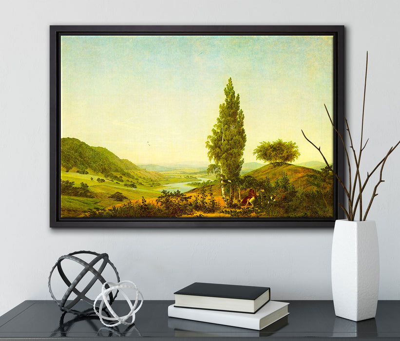 Caspar David Friedrich - Der Sommer Landschaft mit Lie auf Leinwandbild gerahmt mit Kirschblüten
