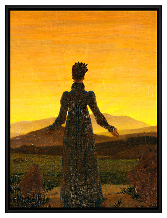 Caspar David Friedrich - Frau vor untergehender Sonne  auf Leinwandbild gerahmt Größe 80x60