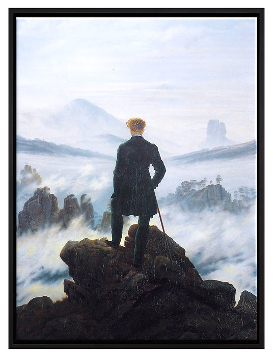 Caspar David Friedrich - Wanderer über dem Nebelmeer  auf Leinwandbild gerahmt Größe 80x60