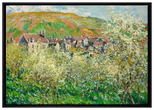 Claude Monet - Blühende Pflaumenbäume  auf Leinwandbild gerahmt Größe 100x70