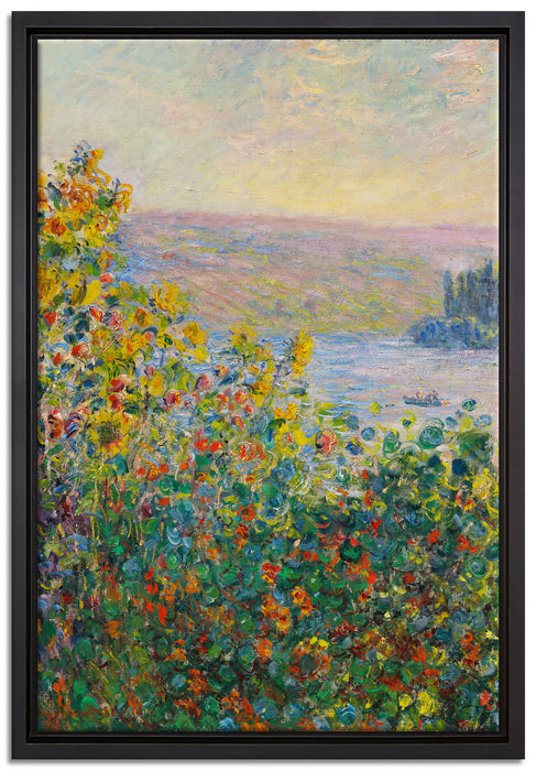 Claude Monet - Blumenbeete in Vetheuil   auf Leinwandbild gerahmt Größe 60x40