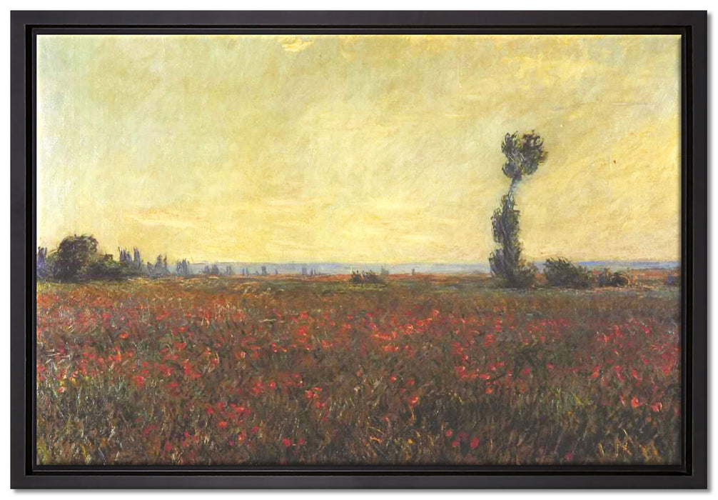 Claude Monet - Mohnfeld I  auf Leinwandbild gerahmt Größe 60x40