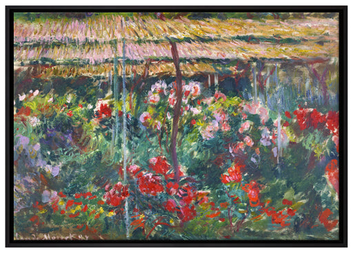 Claude Monet - Pfingstrosen-Garten  auf Leinwandbild gerahmt Größe 100x70