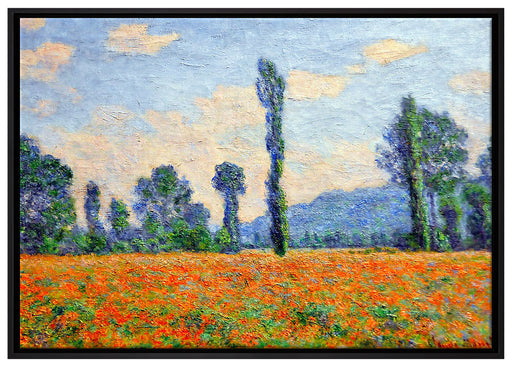 Claude Monet - Mohnfeld Giverny  auf Leinwandbild gerahmt Größe 100x70