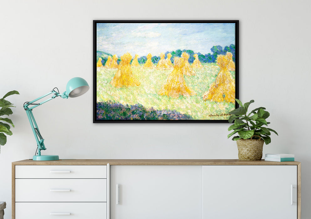 Claude Monet - Die jungen Damen von Giverny auf Leinwandbild gerahmt verschiedene Größen im Wohnzimmer