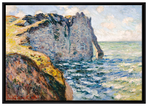 Claude Monet - Die Klippe von Aval Étrétat  auf Leinwandbild gerahmt Größe 100x70
