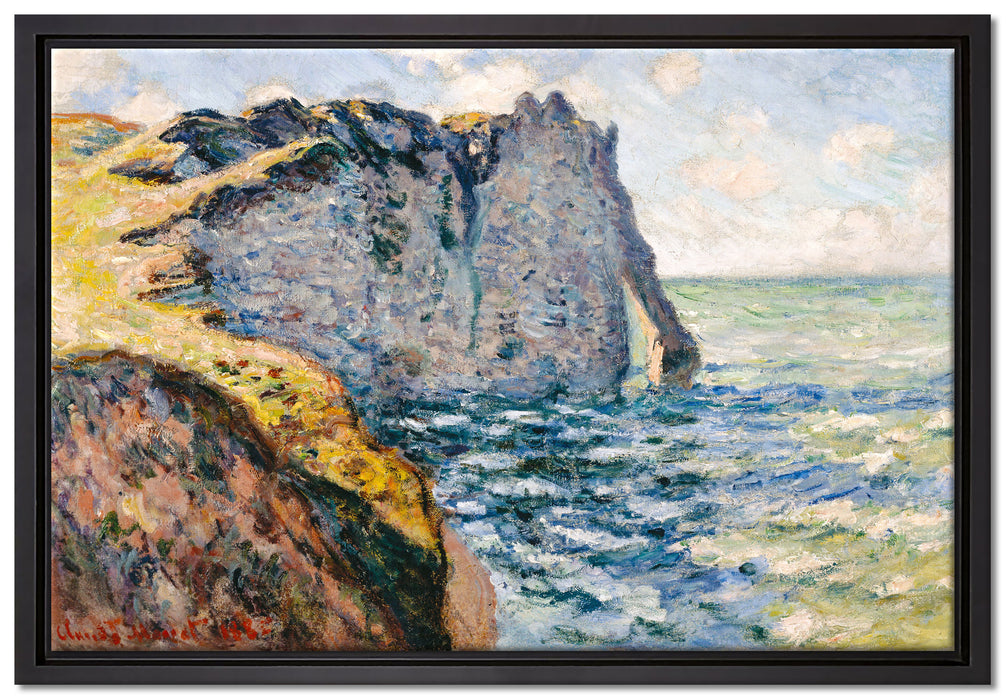 Claude Monet - Die Klippe von Aval Étrétat   auf Leinwandbild gerahmt Größe 60x40