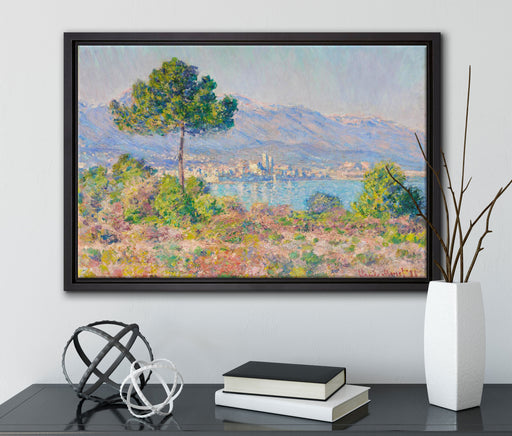 Claude Monet - Antibes vue du plateau Notre Dame auf Leinwandbild gerahmt mit Kirschblüten