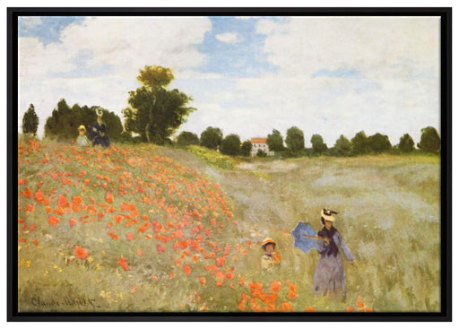 Claude Monet - Mohnfeld II auf Leinwandbild gerahmt Größe 100x70