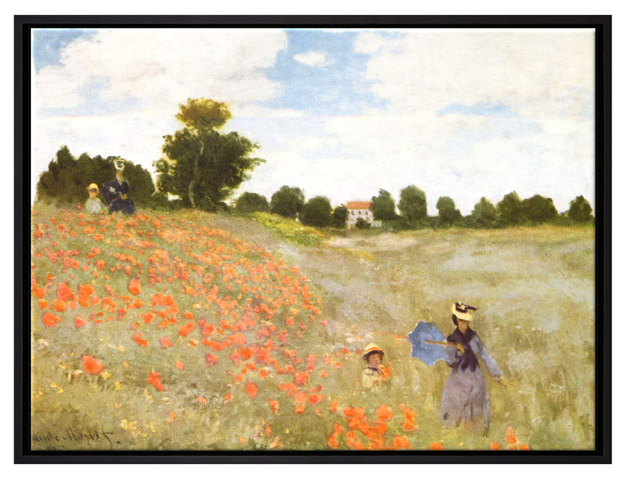Claude Monet - Mohnfeld II  auf Leinwandbild gerahmt Größe 80x60