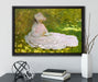 Claude Monet - Frühlingszeit  auf Leinwandbild gerahmt mit Kirschblüten
