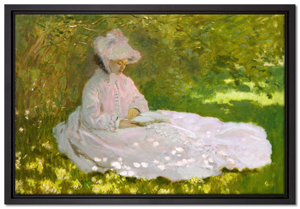 Claude Monet - Frühlingszeit   auf Leinwandbild gerahmt Größe 60x40