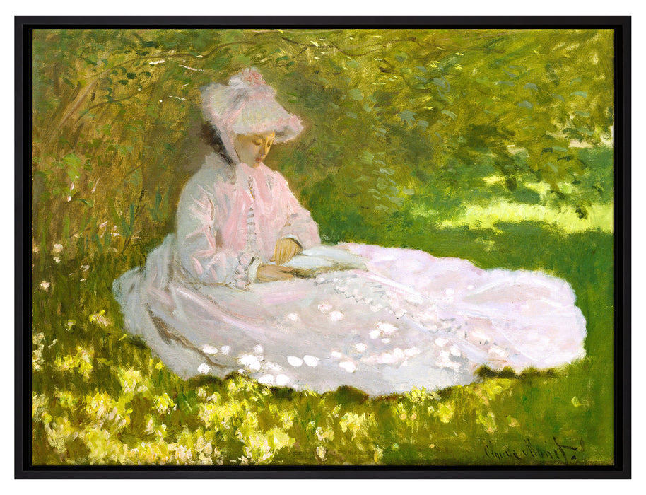 Claude Monet - Frühlingszeit   auf Leinwandbild gerahmt Größe 80x60